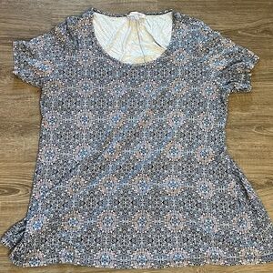 philosophy Women's Size 2X   Blue Floral Short Sleeve Tunic Top​​